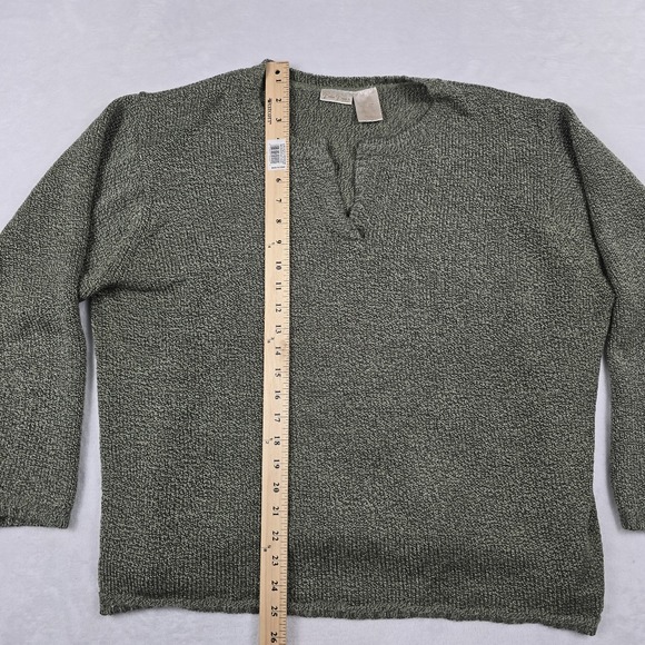 Bobbie Brooks Woman V-Neck Knit Sweater Green Gray Size 22W/24W‎ Vintage - Picture 4 of 5